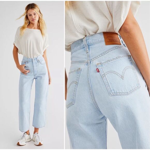 Levi's Ribcage Straight Ankle Jeans Ojai Shore Size 25 - Picture 1 of 11